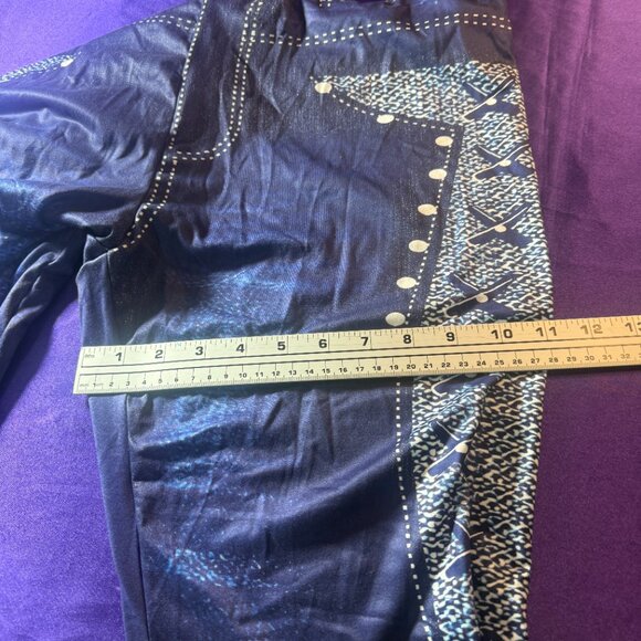 NWOT πShein 2 Printed Denim Western Studded Design Elastic Waistline Leggings - Picture 12 of 13